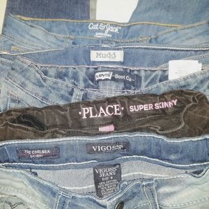Lot of 5 girls size 6 jeans Levis, Mudd, The Place